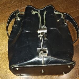 Dooney & Bourke Black Leather Drawstring Bag